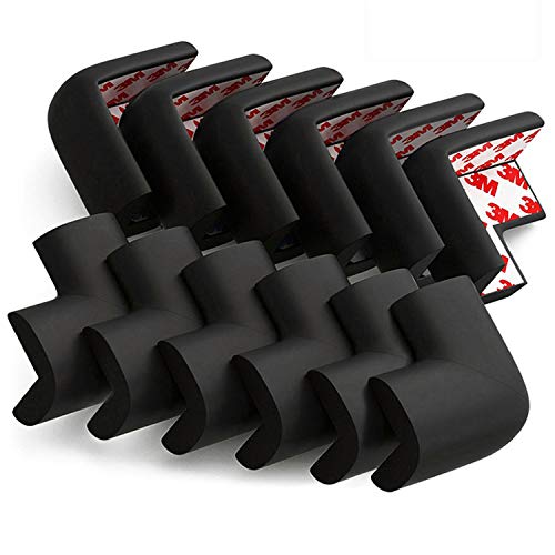 Soft Corner Protector, Baby Safety Cushion, Corner Bumpers for Furniture, Corner Proofing for Baby, Corner Cushion,Safety Table Edge Protector, Baby Proofing Edge, Corner Guards, 12 Pack, Black