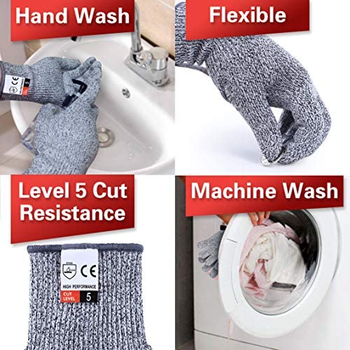 THOMEN 4 PCS (M+L) Cut Resistant Gloves Level 5 Protection for Kitchen, Upgrade Safety Anti Cutting Gloves for Meat Cutting, Wood Carving, Mandolin Slicing and More - Product Image