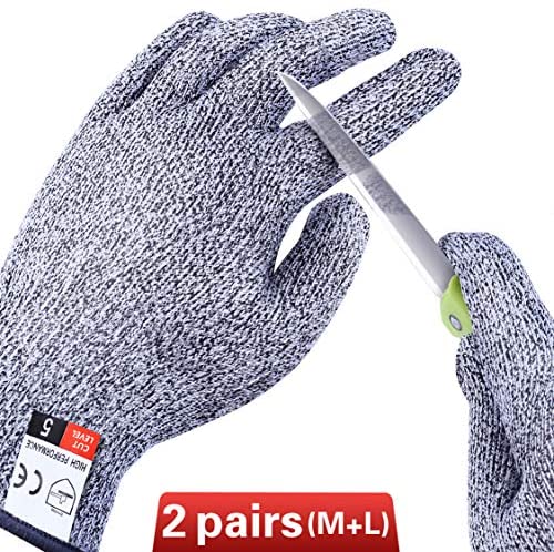 THOMEN 4 PCS (M+L) Cut Resistant Gloves Level 5 Protection for Kitchen, Upgrade Safety Anti Cutting Gloves for Meat Cutting, Wood Carving, Mandolin Slicing and More - Product Image